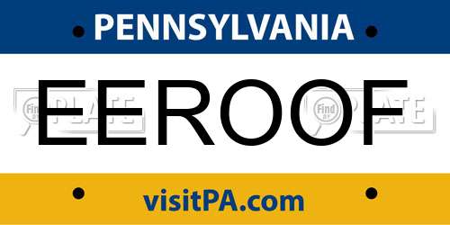 EEROOF Pennsylvania License Plate