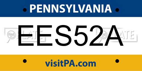 EES52A Pennsylvania License Plate