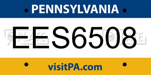 EES6508 Pennsylvania License Plate