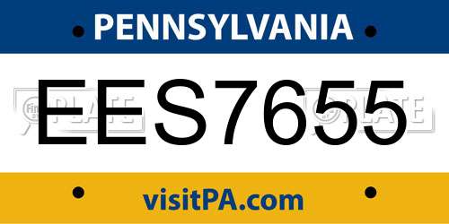 EES7655 Pennsylvania License Plate