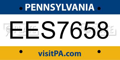 EES7658 Pennsylvania License Plate