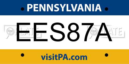 EES87A Pennsylvania License Plate