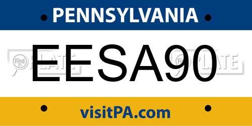 EESA90 Pennsylvania License Plate