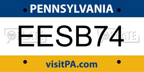 EESB74 Pennsylvania License Plate