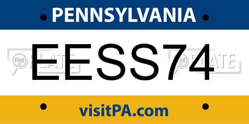 EESS74 Pennsylvania License Plate