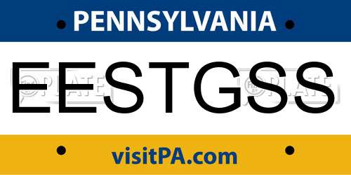 EESTGSS Pennsylvania License Plate