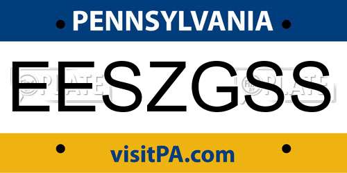 EESZGSS Pennsylvania License Plate