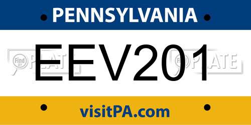 EEV201 Pennsylvania License Plate