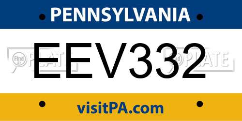 EEV332 Pennsylvania License Plate