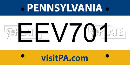 EEV701 Pennsylvania License Plate