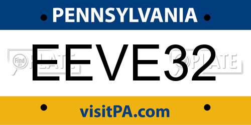 EEVE32 Pennsylvania License Plate