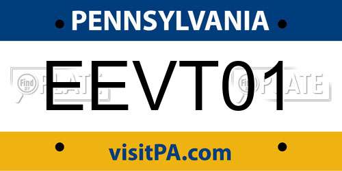 EEVT01 Pennsylvania License Plate