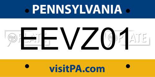 EEVZ01 Pennsylvania License Plate