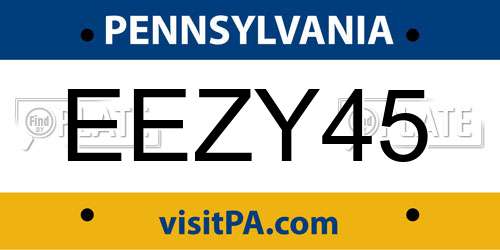 EEZY45 Pennsylvania License Plate