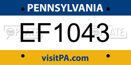EF1043 Pennsylvania License Plate