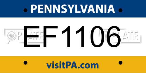 EF1106 Pennsylvania License Plate