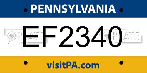 EF2340 Pennsylvania License Plate