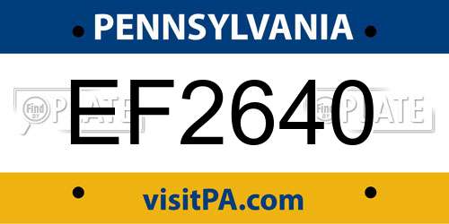 EF2640 Pennsylvania License Plate