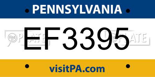 EF3395 Pennsylvania License Plate