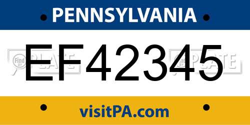 EF42345 Pennsylvania License Plate