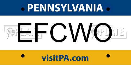 EFCWO Pennsylvania License Plate