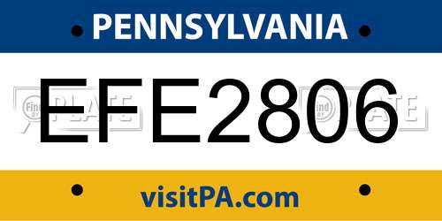 EFE2806 Pennsylvania License Plate