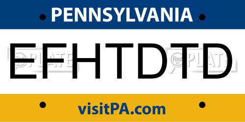 EFHTDTD Pennsylvania License Plate