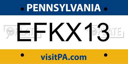 EFKX13 Pennsylvania License Plate