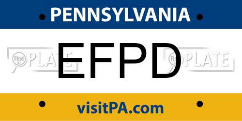 EFPD Pennsylvania License Plate