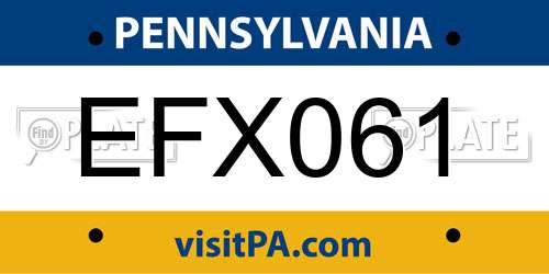 EFX061 Pennsylvania License Plate