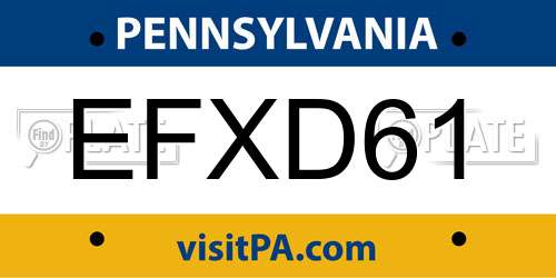 EFXD61 Pennsylvania License Plate