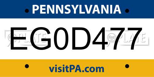 EG0D477 Pennsylvania License Plate