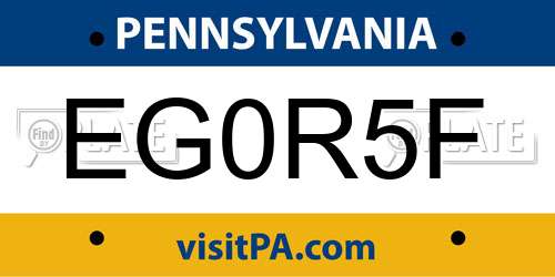 EG0R5F Pennsylvania License Plate