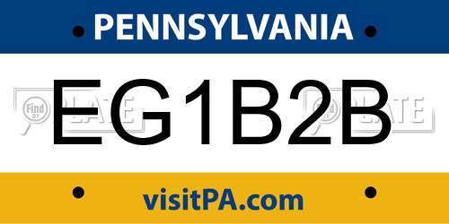 EG1B2B Pennsylvania License Plate