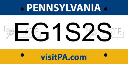 EG1S2S Pennsylvania License Plate