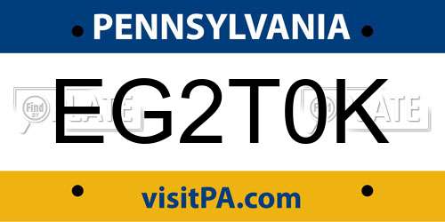 EG2T0K Pennsylvania License Plate