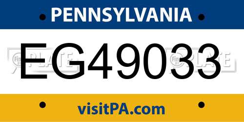 EG49033 Pennsylvania License Plate