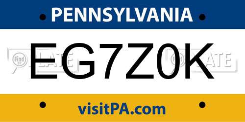EG7Z0K Pennsylvania License Plate