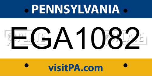 EGA1082 Pennsylvania License Plate