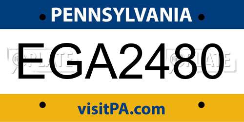 EGA2480 Pennsylvania License Plate