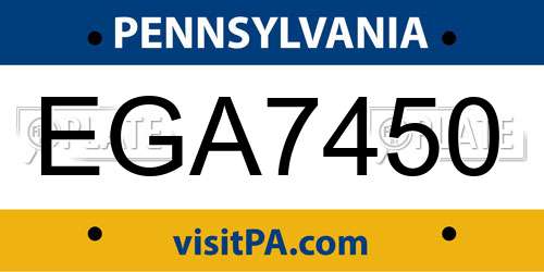EGA7450 Pennsylvania License Plate