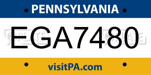 EGA7480 Pennsylvania License Plate
