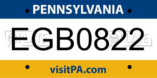 EGB0822 Pennsylvania License Plate