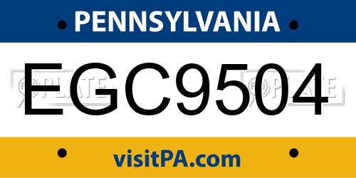 EGC9504 Pennsylvania License Plate