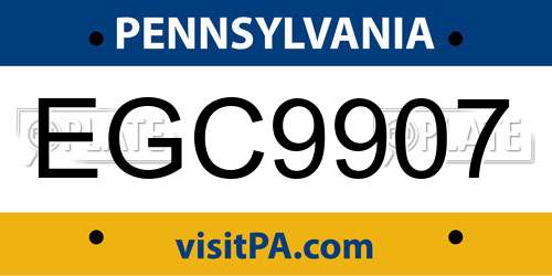 EGC9907 Pennsylvania License Plate