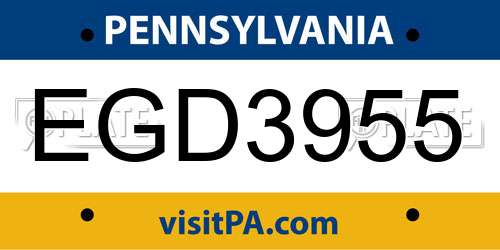 EGD3955 Pennsylvania License Plate