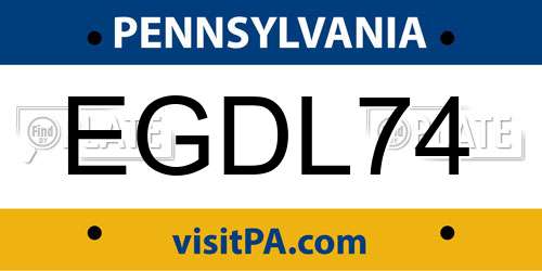 EGDL74 Pennsylvania License Plate