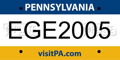 EGE2005 Pennsylvania License Plate