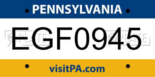 EGF0945 Pennsylvania License Plate