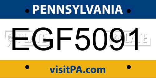 EGF5091 Pennsylvania License Plate